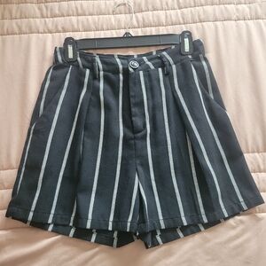 Striped Black and Gray Women's Shorts